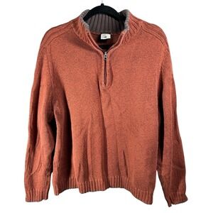 Columbia XCO Mens Large Rust Orange 1/4 Zip Cotton Blend Mock Neck Sweater